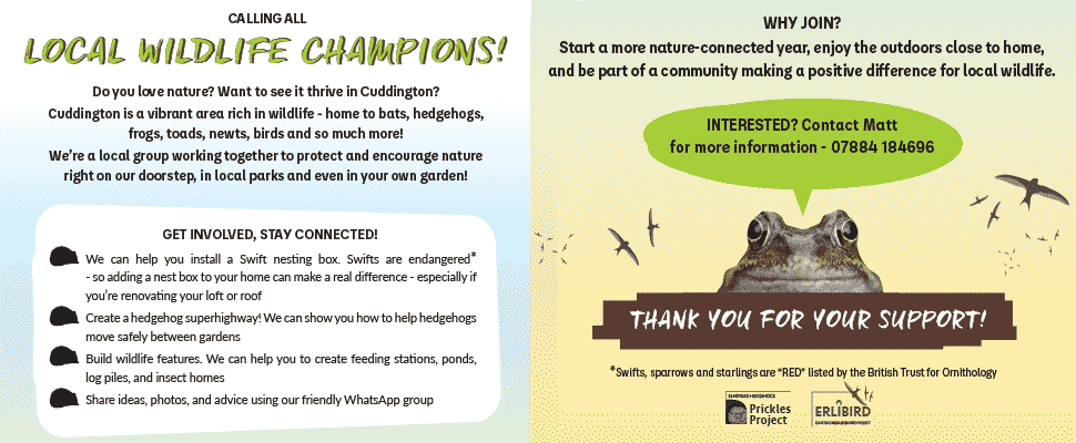 Wildlife in Cuddington needs YOU!